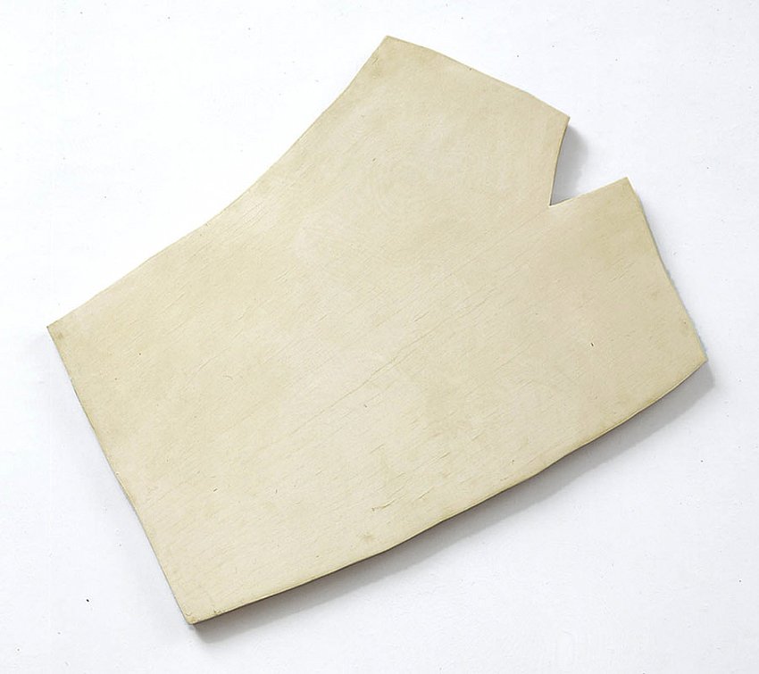Richard Tuttle<br />M - Violet - M<br />1965<br />acrylic on plywood <br />36 13/16 x 43 x 1 1/2 inches<br />(93.3 x 109.22 x 3.81 cm)<br />