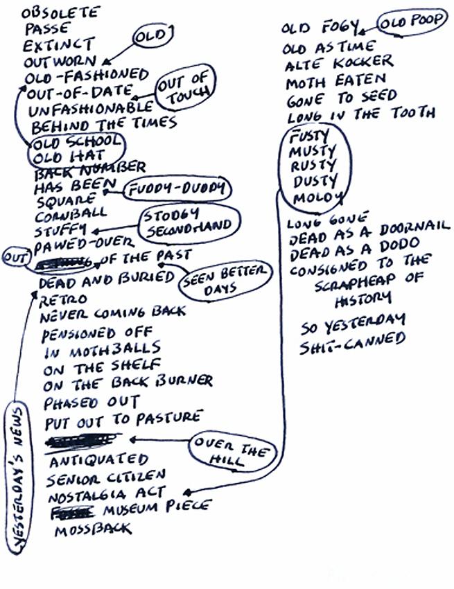 Mel Bochner<br />Obsolete <br />2007<br />ink on paper<br />11 x 8 1/2 inches<br /> (21.6 x  27.9 cm)<br />