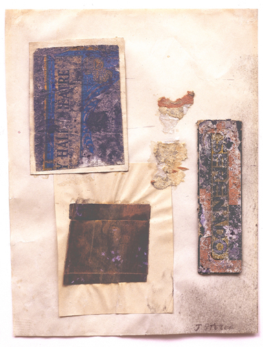 Collage #17, Serenado<br />c. 1920-22<br />printed paper and paper collage on paper<br />