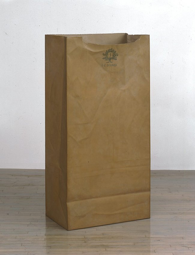 Alex Hay<br />Paper Bag<br />1968<br />fiberglass, epoxy, spray lacquer and stencil on paper<br />59 3/8 x 29 1/4 x 18 inches<br />  (150.8 x 74.3 x 45.7 cm)<br />