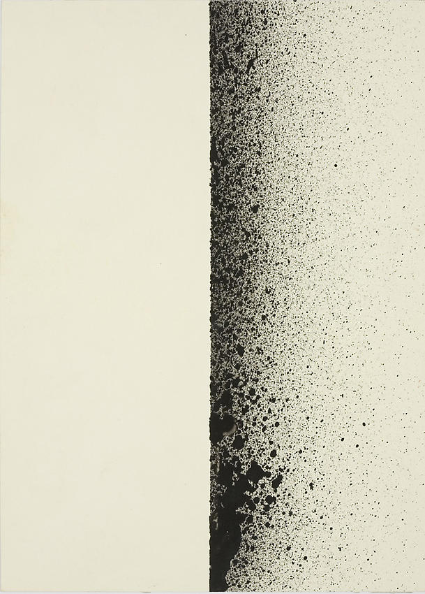 Charlotte Posenenske<br />Spritzbild (Sprayed Picture), 1964/1965<br />spray pigment on paper<br />7 1/8 x 5 1/8 inches<br />