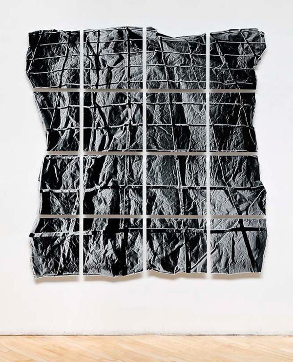 Mel Bochner<br />Surface Dis/Tension (Recursion)<br />2010<br />silhouetted c-print mounted on aluminum, cut into 16 parts<br />75 x 71 inches (190.5 x 180.3 cm)<br />PF2172<br />