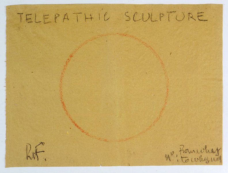 Robert Filliou<br />Telepathic Sculpture<br />c. 1975<br />pastel on paper<br />17 3/4 x 23 5/8 inches (45 x 60 cm)<br />