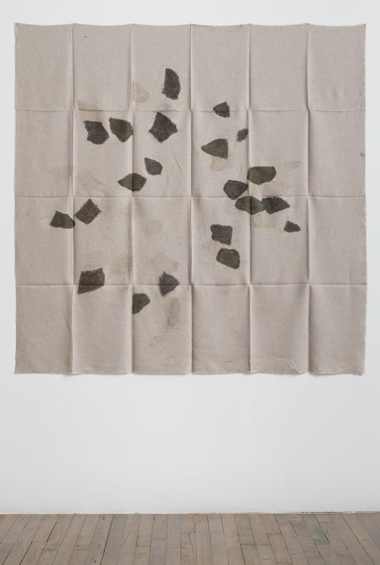 Helen Mirra<br />Hourly directional field notation, 31 August, 6 & 8 September<br />2011<br />oil and graphite on linen<br />155 x 155 cm<br />