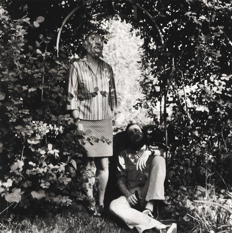 Ralph Eugene Meatyard<br />Lucybelle Crater and B.T.F. friend<br />c. 1970-72<br />gelatin silver print<br />image and sheet: 7 3/8 x 7 3/8 inches  (18.6 x 18.6 cm)<br />