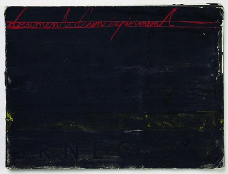 MANGELOS [DIMITRIJE BAŠIČEVIĆ] (1921-1987)<br />Documents d’un experiment<br />1954<br />painted catalogue: tempera on paper and on<br />staple-bound paper covers, 10 sheets<br />4 7/8 x 6 5/8 inches (12.5 x 16.8 cm)<br />