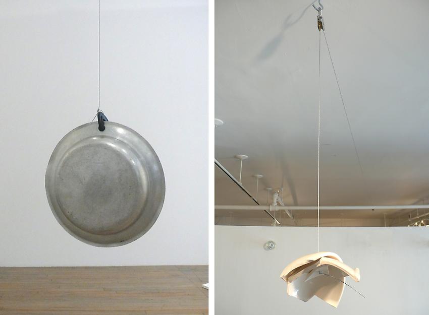 Richard Wentworth<br />Gong (Two Histories)<br />2010<br />aluminium, cable and ceramic fragments<br />117 3/4 x 214 x 14 1/4 inches<br />(299.1 x 543.6 x 36.2 cm)<br />
