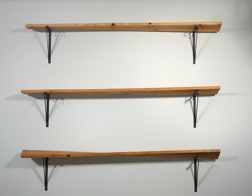 Richard Wentworth<br />Robinson A, Robinson B, Robinson C<br />2010<br />pine and steel<br />69 x 81 x 11 1/2 inches<br />(175.3 x 205.7 x 29.2 cm)<br />