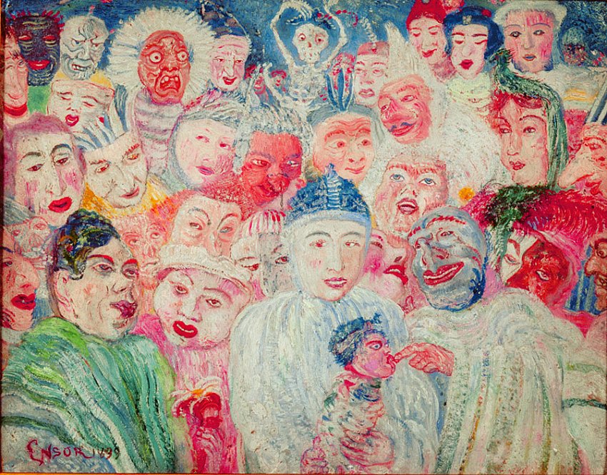 Pierrot aux masques (Pierrot with Masks)<br />	1899<br />	oil on panel<br />
