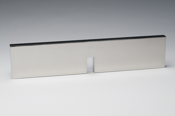 WALTER DE MARIA<br />Death Wall<br />1965<br />stainless steel<br />4 1/2 x 21 1/4 x 1 inches<br />(11.5 x 54 x 2.5 cm)<br />