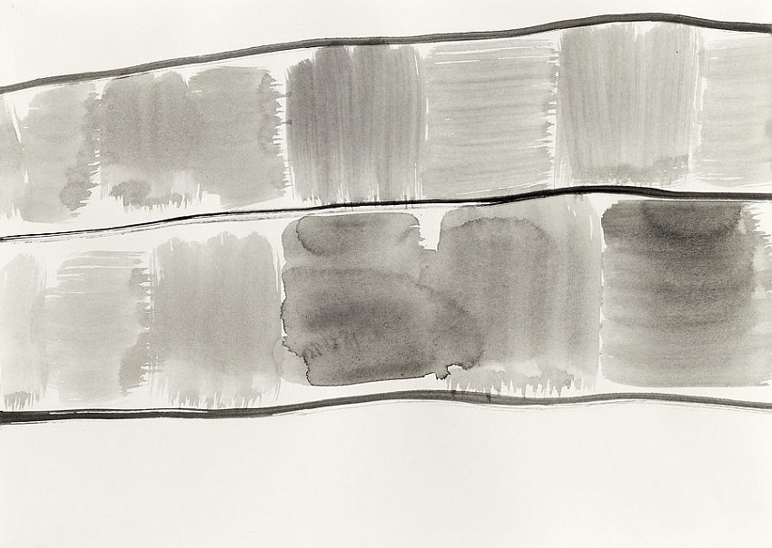 Silvia Bächli<br />Untitled<br />2007<br />gouache on paper<br />24 1/2 x 8 1/4  inches<br />  (22 x 31 cm)<br />PF1353<br />