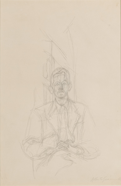 Alberto Giacometti<br />Portrait de James Lord<br />1954-55<br />graphite on paper<br />19 x 12 7/16 inches (48.3 x 32.7 cm)<br />Private Collection<br />