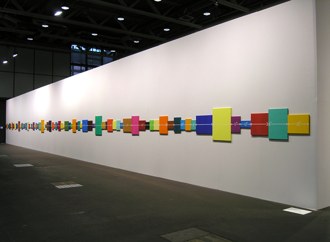 Mel Bochner<br />Event Horizon<br />1998<br />oil and acrylic on canvas, in 83 panels<br />28 inches x 98 feet<br /> (71 cm x 29.9 meters)<br />