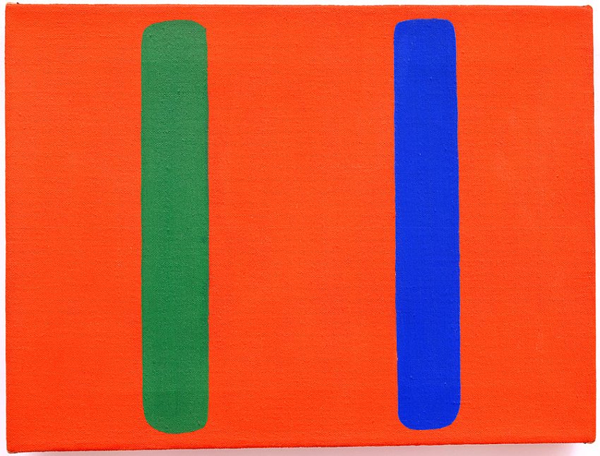 Ellsworth Kelly<br />Blue Green Red	(EK 303)<br />1963<br />oil on canvas<br />12 x 16 inches <br />(30.5 x 40.6 cm)<br />