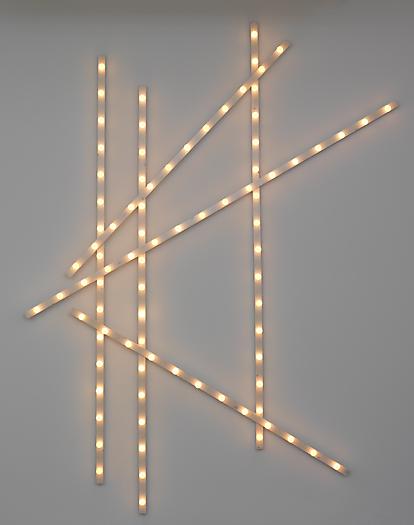 Untitled (Light Bars), 2008-2009
Wood, stain, light fixtures, bulbs
112 x 83 x 3 inches
284.5 x 210.8 x 7.6 cm