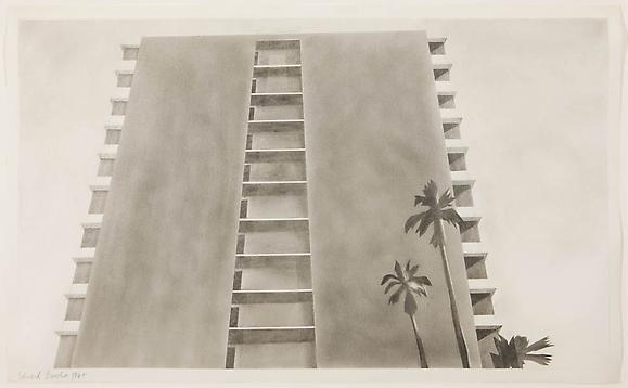 Apartment House: Doheny Drive, 1965
Graphite on paper
14 x 22 3/8 inches
35.5 x 57 cm