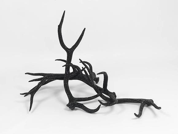 Untitled (Four Black Elk), 2010
Elk antlers, jet crystals, adhesive
34 x 43 x 60 inches
86 x 109 x 152 cm