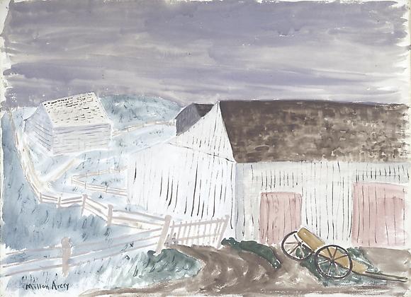Pale Barns, Pink Doors, 1938
Watercolor
22 x 30 in.
55.8 x 76.2 cm