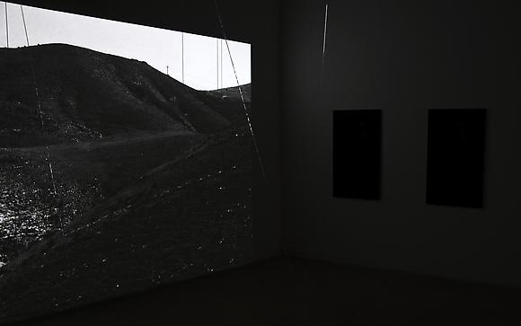 Installation No. 11, 2010
Two-channel digital video projection, 6 color inkjet prints, 120 x 80 cm each, Masonry strings
Running time: 10 minutes