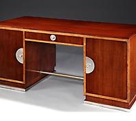 A Rosewood & Nickel Mounted Pedestal Desk