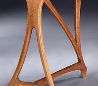 An Unusual Solid Oak Trestle Side Table