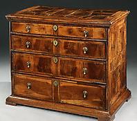 A William & Mary Laburnum Veneered Four Drawer Chest