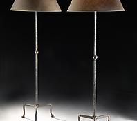 A wrought iron and patinated standing lamp by Rose Uniacke