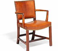 A Rare Mahogany & Leather Upholstered Armchair