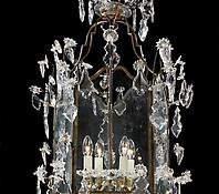 A Large Brass & Glass Hanging Lantern in the Louis XV Taste