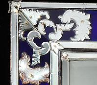 A Venetian Clear & Cobalt Blue Glass Mirror