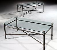 A Pair of Glass & Brass Coffee Tables