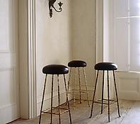 Gilt Bronze and Upholstered Bar Stools
