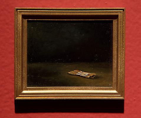 David Lefkowitz, Paint Chip on Wood Chip, 2000, Oil on panel, 3 x 2 1/4 inches Image