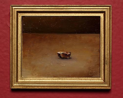 David Lefkowitz, Plaster Chunk on Tan Surface, 2001, Oil on panel, 3 x 2 1/2 inches Image