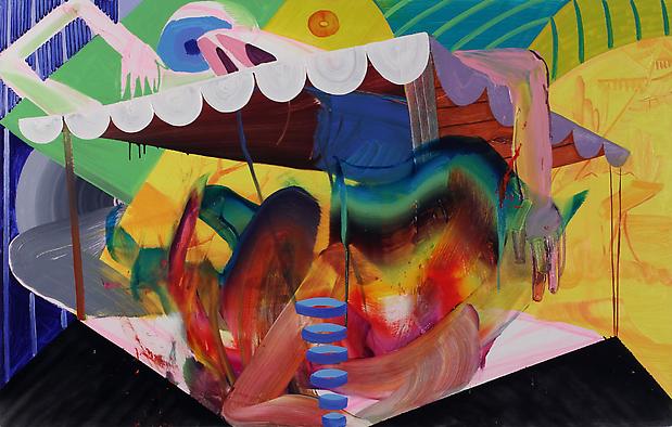 Collapse, 2011, oil and spray-paint on canvas, 48 x 72 inches Image