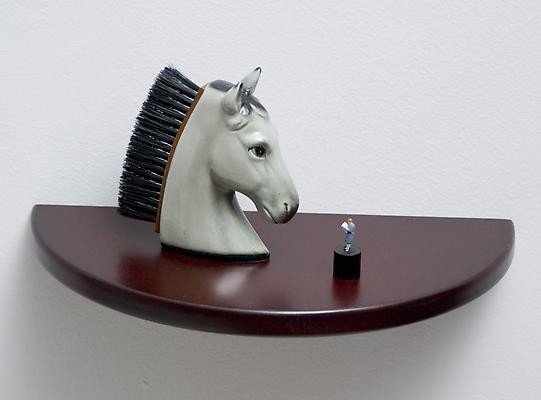 The Tale, 2011
Figurines on wooden shelf, wall installation
6 x 12 x 6 inches Image