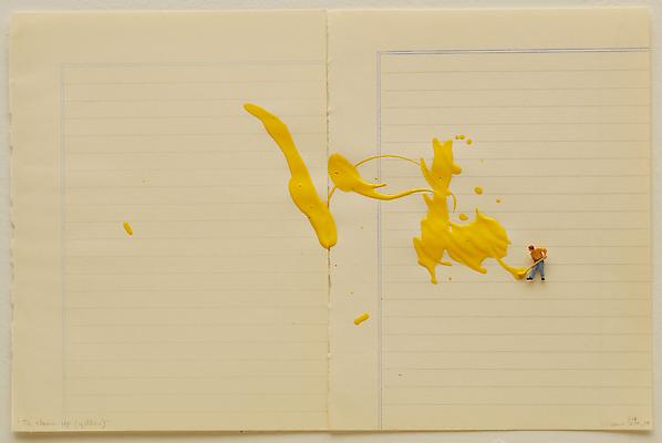 To Clean Up (yellow), 2010
Acrylic and collage on paper
8 x 12 1/4 inches, unframed
11 1/4 x 15 1/2 inches, framed Image