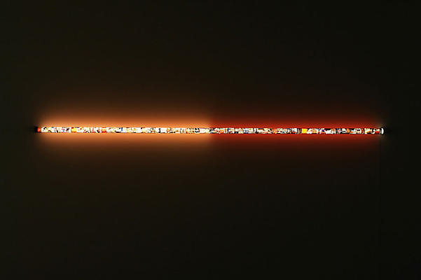 Fes Red/Miami Pink, 2006
Fluorescent tube, photographs on transparent film
94 1/2 x 2 inches Image