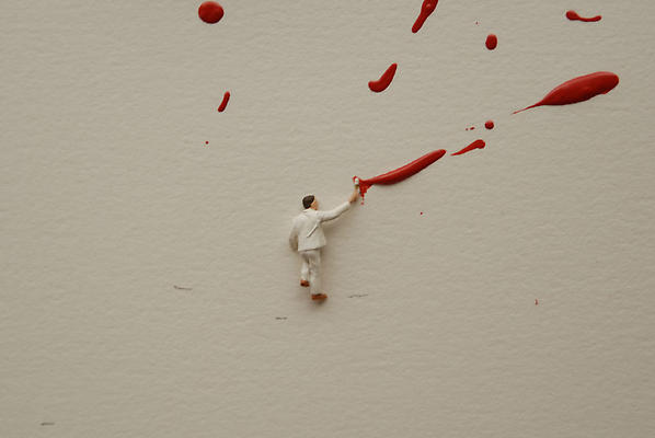 Liliana Porter
To See Red, 2009
acrylic and metal figurine (white suit)
14  3/4 x 10 3/4 inches Image