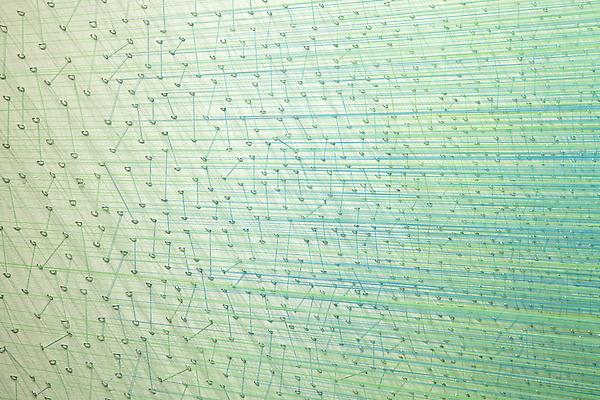 zip drawing, 2012
Detail
Egyptian cotton thread and staples
8 h. x 10 x 35 feet
Installation view at Carrie Secrist Gallery, Chicago

Photo by Derek Porter Image