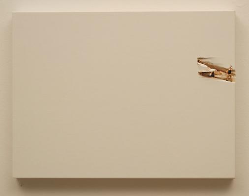 Liliana Porter
The Task II, 2010
figurine on painted wooden panel with axe marks
9 x 12 inches Image