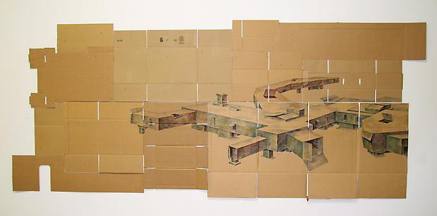 Blue Concourse, 2011
Watercolor on cardboard
64 x 152 inches Image