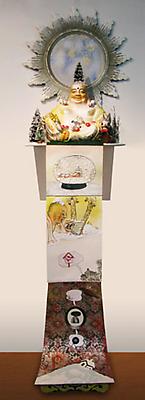 Phyllis Bramson
Telling Tales (of doubt) in winter, 2010
Mixed media (scroll) and found images with hand work (sculpture)
90 x 28 x 18 inches Image