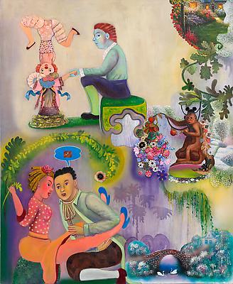 Paramours and Mischief (in the afternoon), 2011
Mixed media and collage on canvas
67 x 54 inches Image