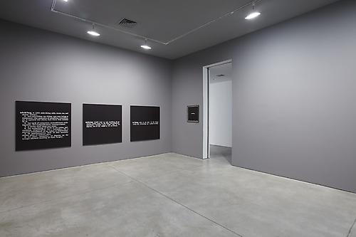 Installation view of 
Joseph Kosuth 'Texts (Waiting for-) for Nothing'  Samuel Beckett, in play at Sean Kelly Gallery, New York
March 30 - April 30, 2011
Gallery 2