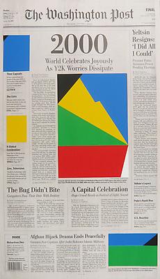 MARINE HUGONNIER
Art For Modern Architecture - Washington Post, January 1, 2000, 2010
silkscreened paper to newspaper front page
paper: 22  x 12 3/4 inches (55.9 x 32.4 cm)
unique
MH-3958