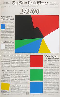 MARINE HUGONNIER
Art For Modern Architecture - New York Times, January 1, 2000, 2010
silkscreened paper on newspaper front page
paper: 22 1/4 x 13 1/2 inches (56.5 x 34.3 cm)
unique
MH-3959