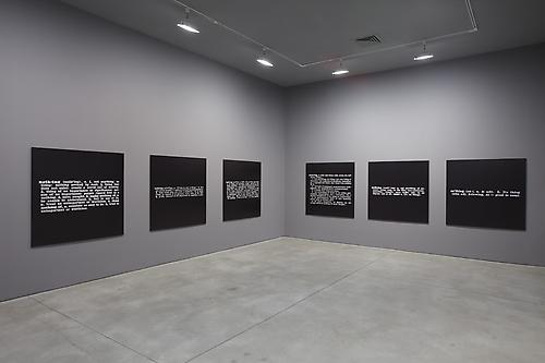 Installation view of 
Joseph Kosuth 'Texts (Waiting for-) for Nothing'  Samuel Beckett, in play at Sean Kelly Gallery, New York
March 30 - April 30, 2011
Gallery 2