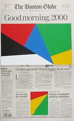 MARINE HUGONNIER
Art For Modern Architecture - Boston Globe, January 1, 2000, 2010
silkscreened paper on newspaper front page
paper: 22 1/4 x 13 1/2 inches (56.5 x 34.3 cm)
unique
MH-3954