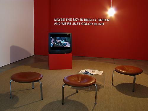 Installation view, 
Gallery One				
Maybe the Sky is Really Green, and We're Just Color Blind
YouTube-o-theque
(Installation views of exhibition by Ben Polsky)